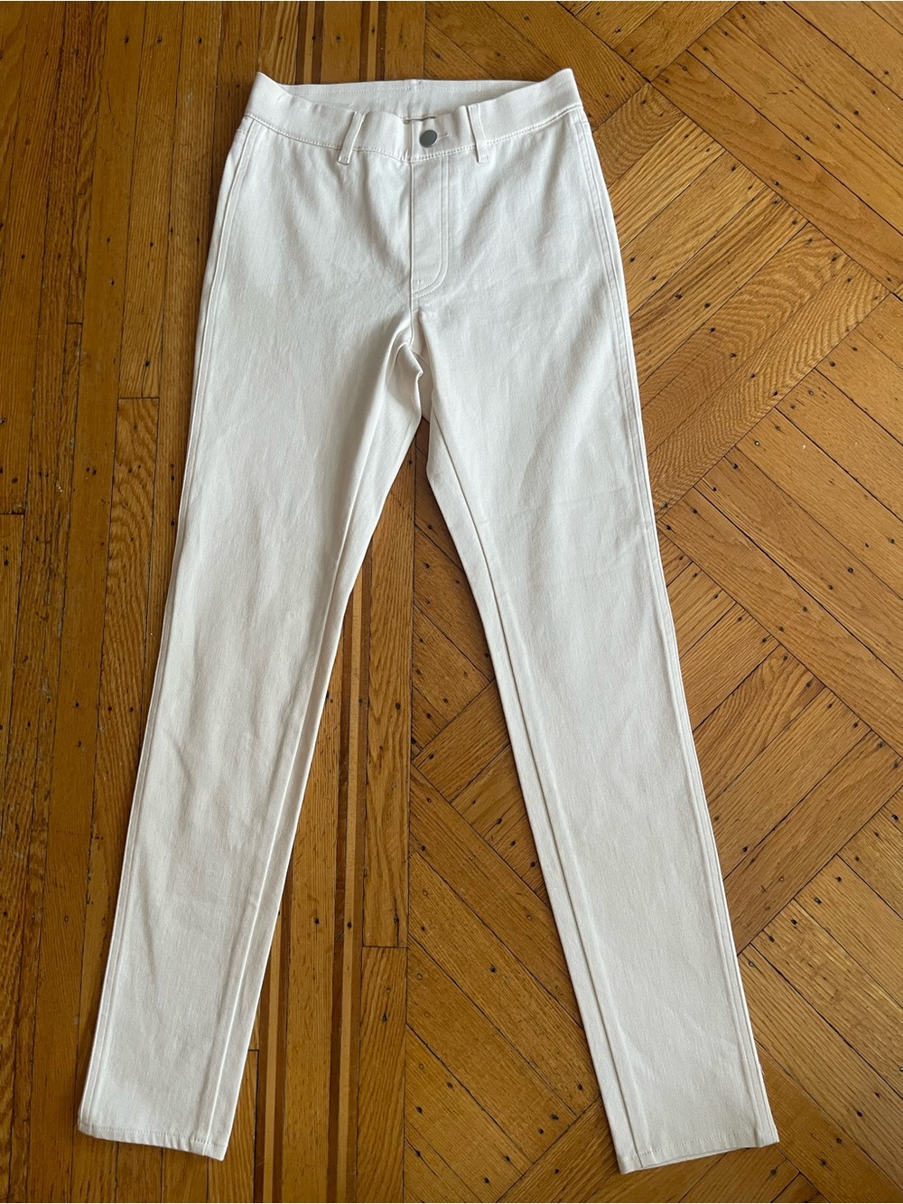 Uniqlo XS Cream Stretch Skinny Jeans High Rise 24 25
